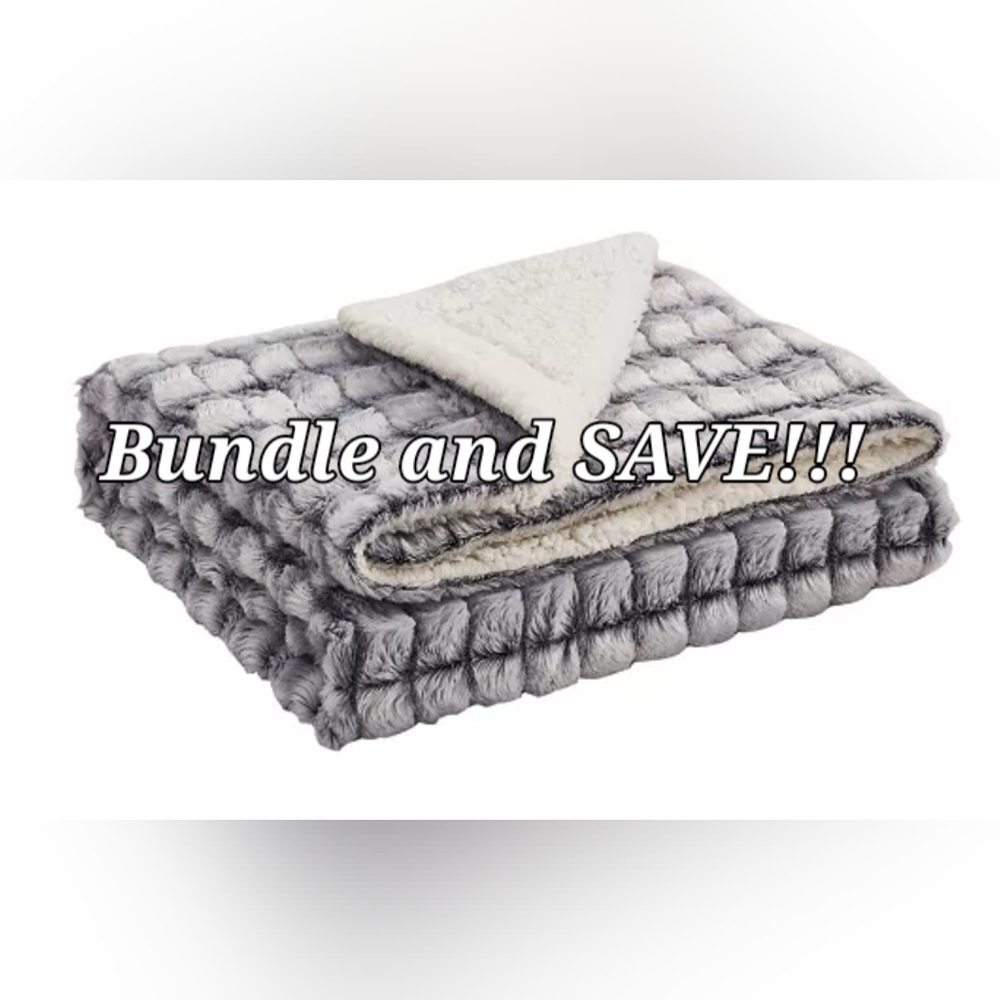 Blue Ridge Home Fashions Luxe Micro~Mink/Sherpa Throw Black/White 50" x 60" NWT